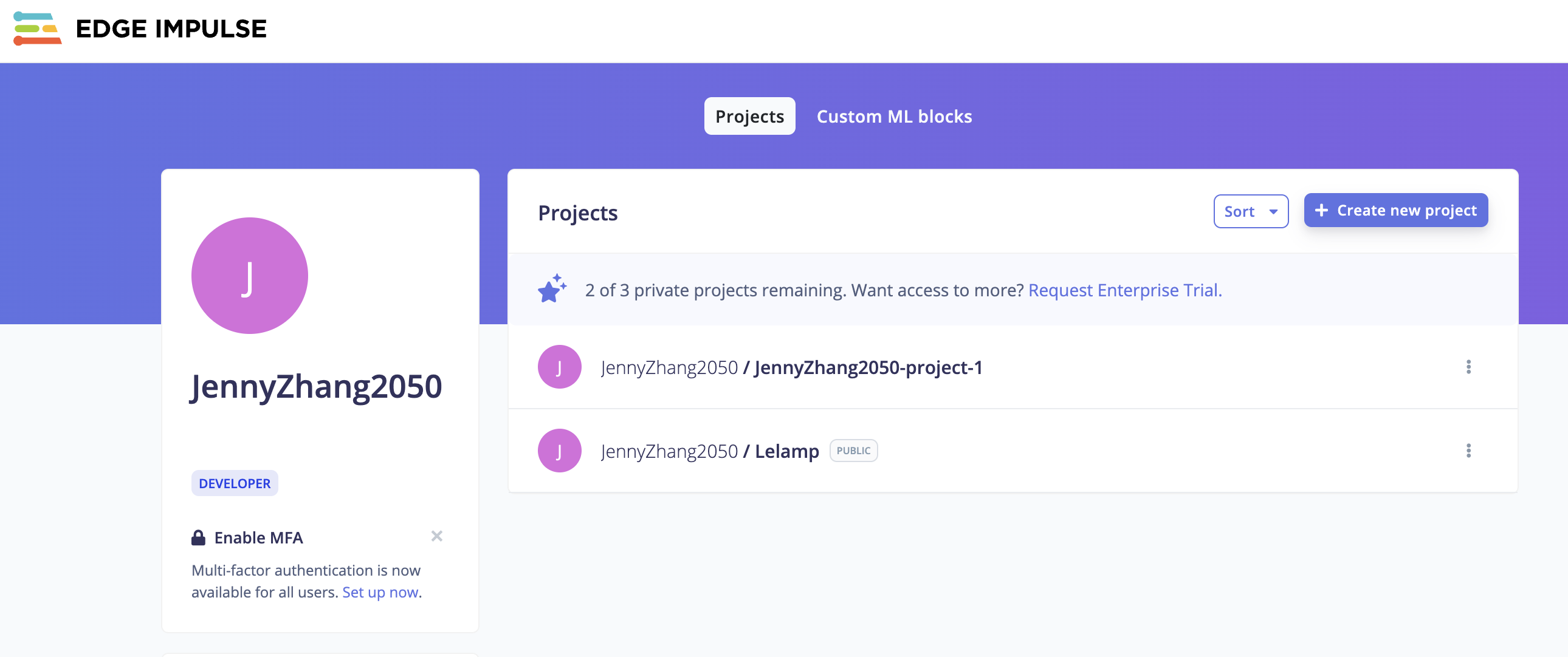 Create Edge Impulse Account & Project